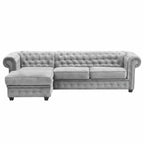 Chesterfield Universal Corner Sofa in Dark or Light Grey Upholstery