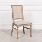Wooden Column Rectangular Dining Table 220cm With 6 Louis Square Backed Chairs.