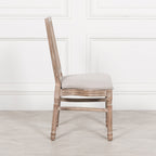 Wooden Column Rectangular Dining Table 220cm With 6 Louis Square Backed Chairs.