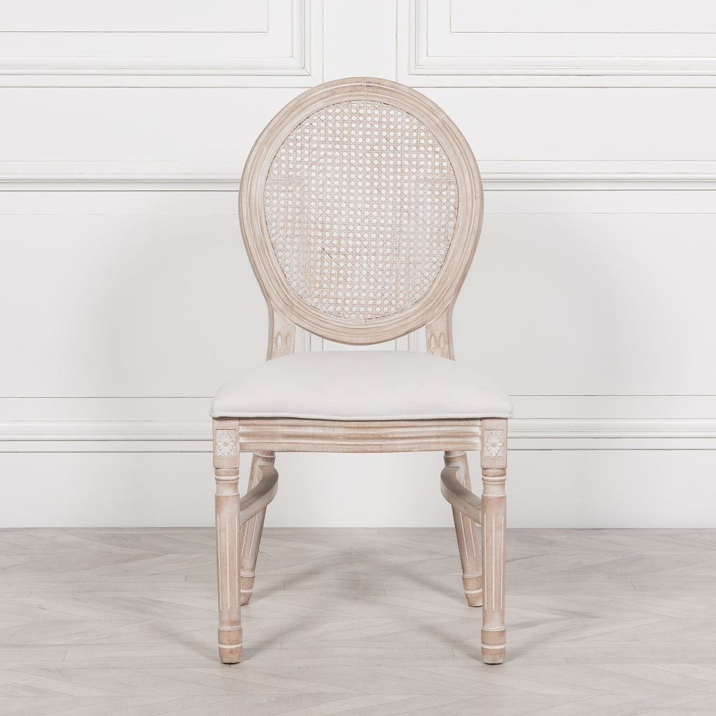 Blanche Acacia Fluted Oval Dining Table With 6 Louis Chairs