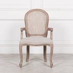 Wooden Carver Louis Upholstered Dining Arm Chair