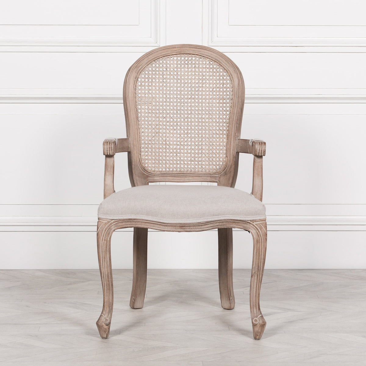 Wooden Carver Louis Upholstered Dining Arm Chair