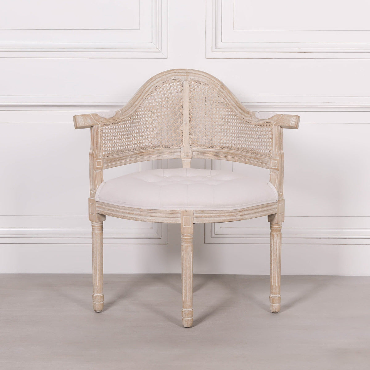 Wooden Louis Upholstered Corner Chair