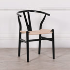 Black Painted Acacia Fluted Oval Dining Table With 6 Chairs