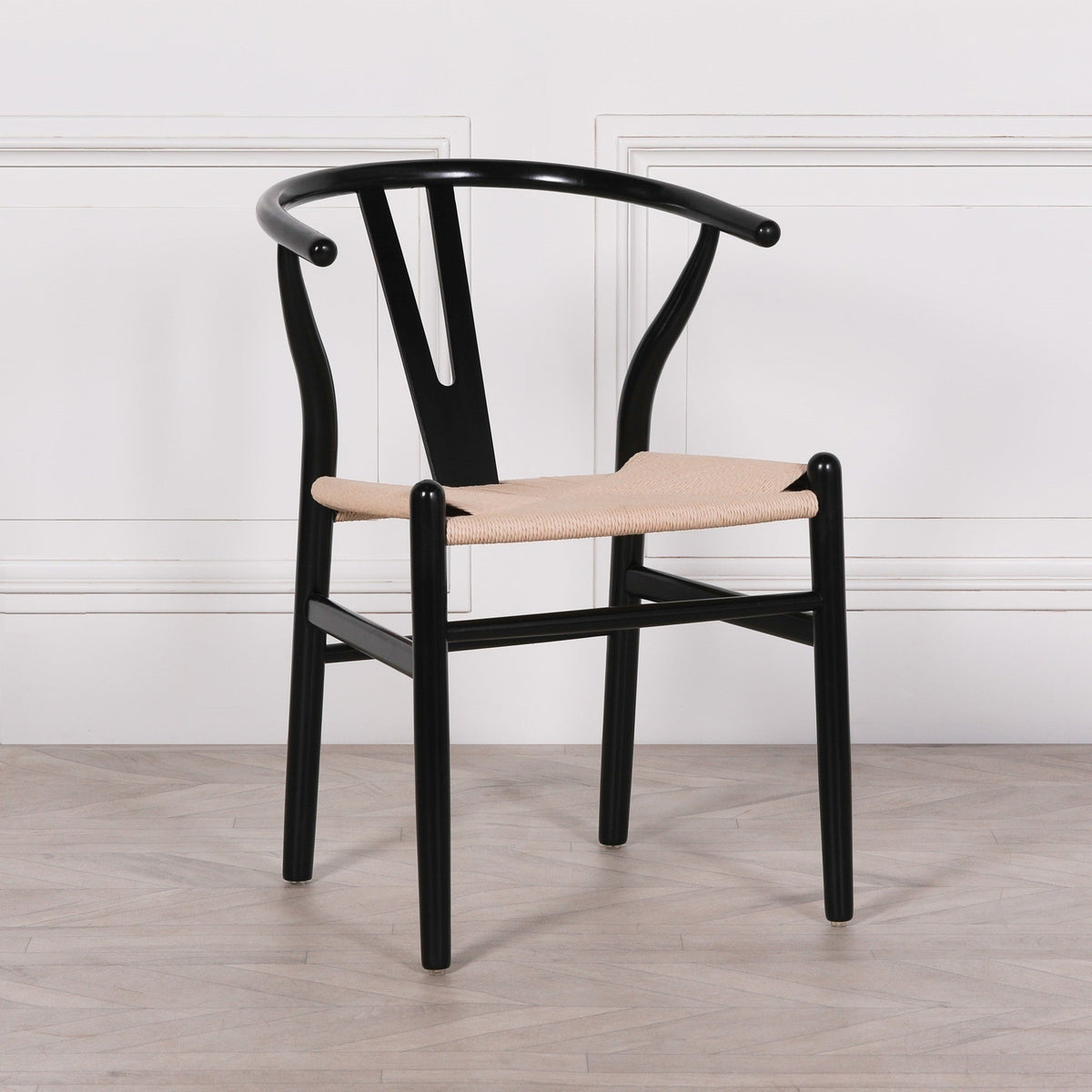 Black Wooden Round Column Dining Table With 4 Chairs