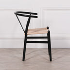 Black Wooden Round Column Dining Table With 4 Chairs
