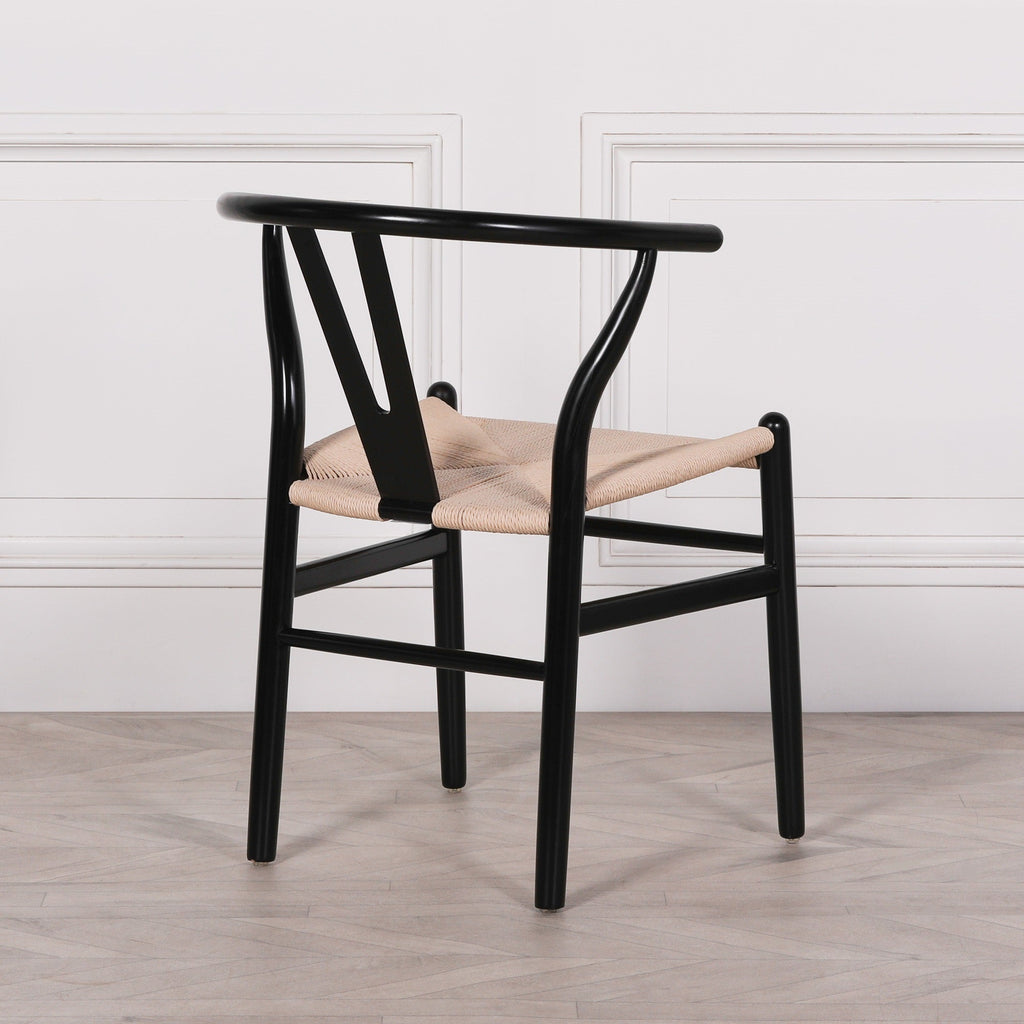 Black Wooden Round Column Dining Table With 4 Chairs
