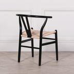 Black Wooden Round Column Dining Table With 4 Chairs