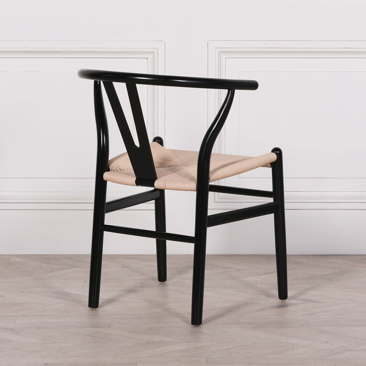 Black Wooden Round Column Dining Table With 4 Chairs