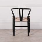 Black Wooden Round Column Dining Table With 4 Chairs