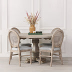 Rustic Wooden Round Pedestal Dining Table