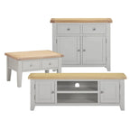3 Piece Grey & Oak Living Room Furniture Set