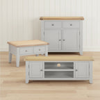 3 Piece Grey & Oak Living Room Furniture Set