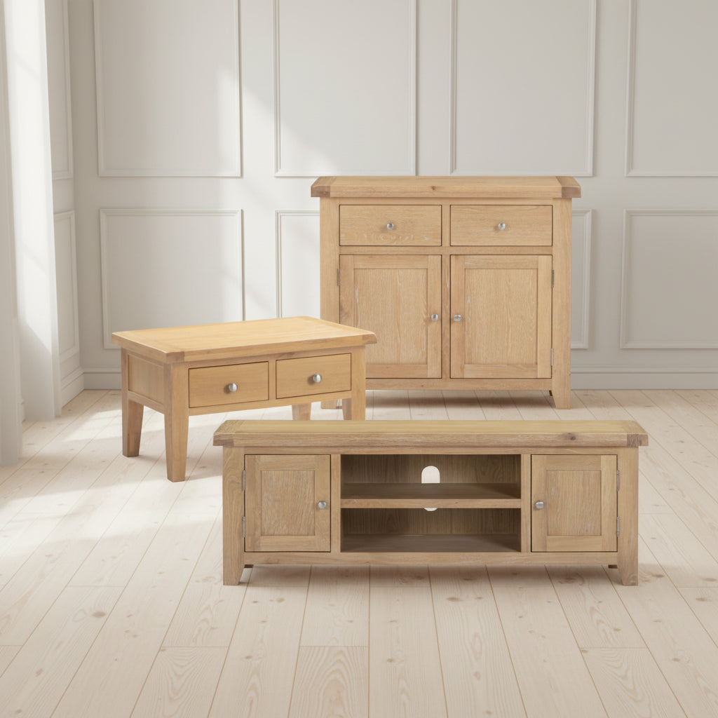 3 Piece Oak Living Room Furniture Set