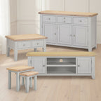4 Piece Grey & Oak Living Room Furniture Set