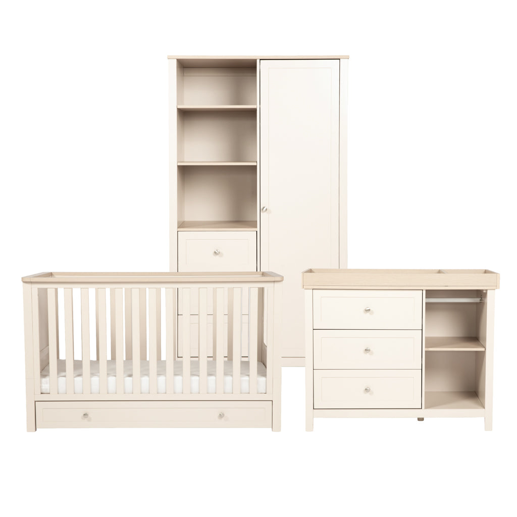 Wanderer 3 Piece Nursery Room Furniture Set Cashmere and Oak