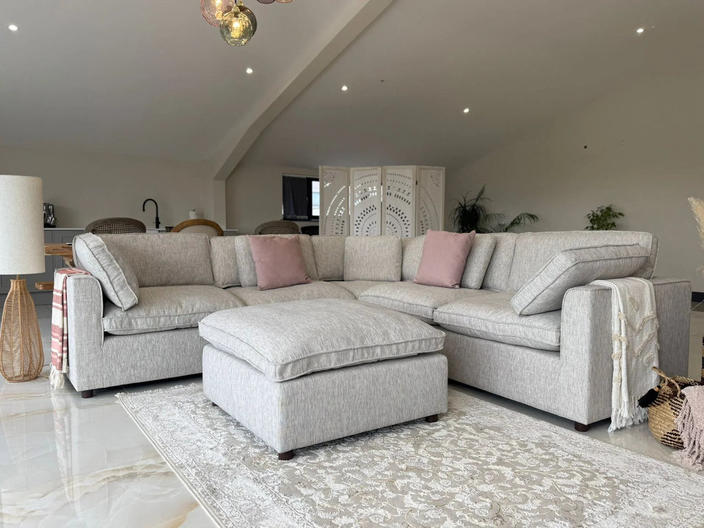 Santorini Large Corner Sofa with Footstool in Grey