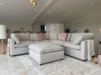 Santorini Large Corner Sofa with Footstool in Grey
