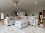 Santorini Large Corner Sofa with Footstool in Grey