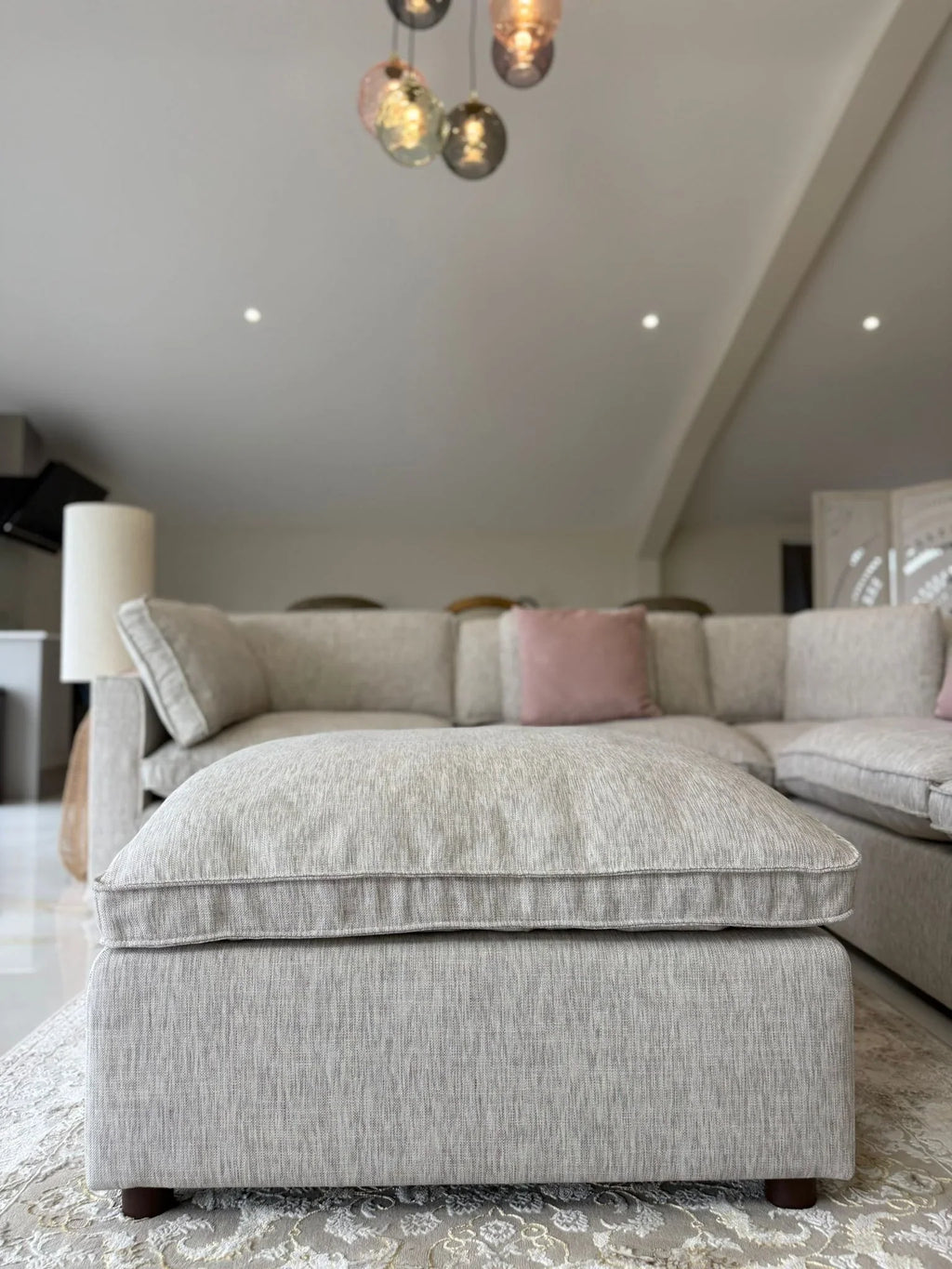 Santorini Large Corner Sofa with Footstool in Grey