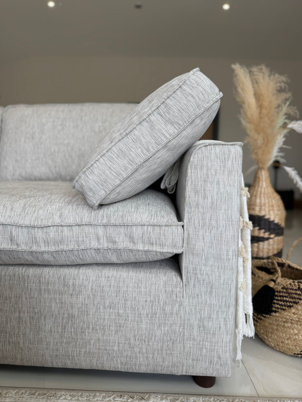 Santorini Large Corner Sofa with Footstool in Grey