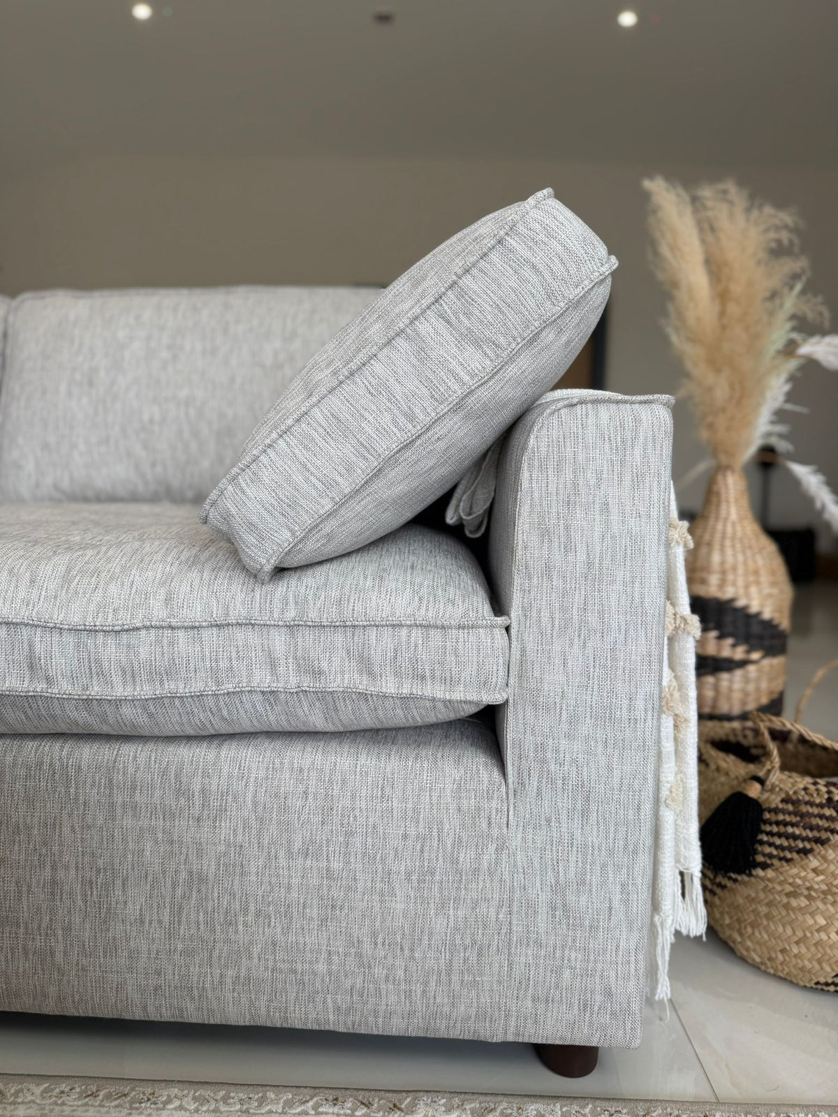 Santorini Large Corner Sofa with Footstool in Grey