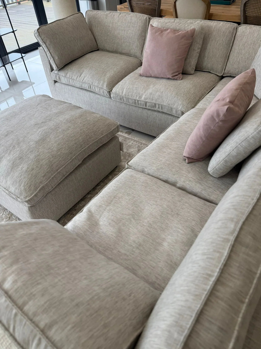 Santorini Large Corner Sofa with Footstool in Grey