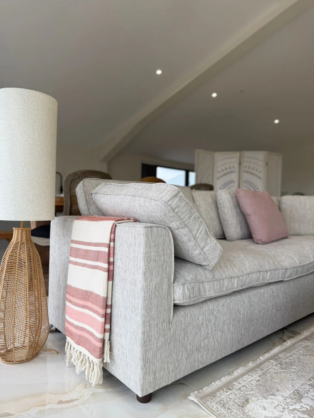 Santorini Large Corner Sofa with Footstool in Grey
