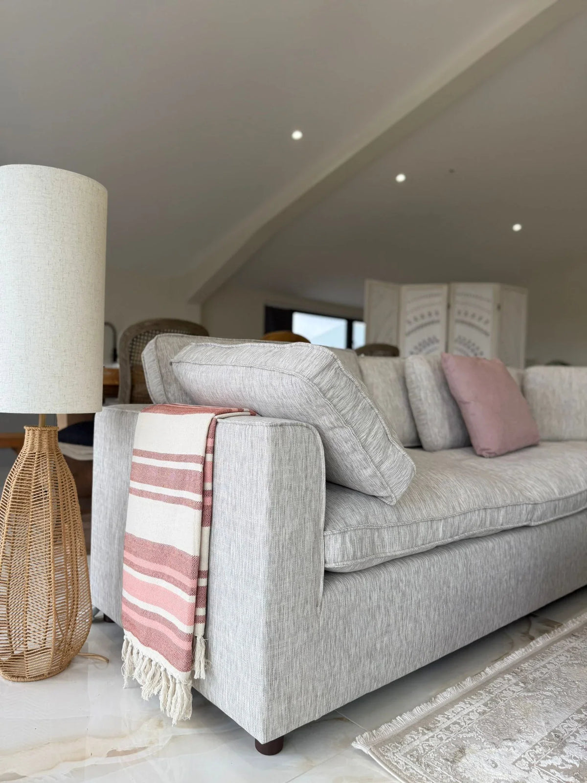 Santorini Large Corner Sofa with Footstool in Grey