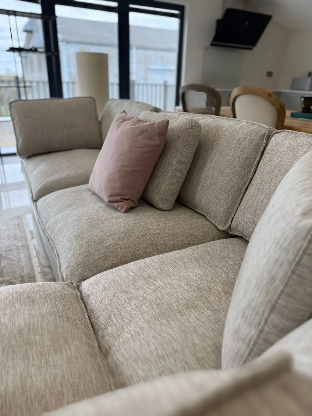 Santorini Large Corner Sofa with Footstool in Grey