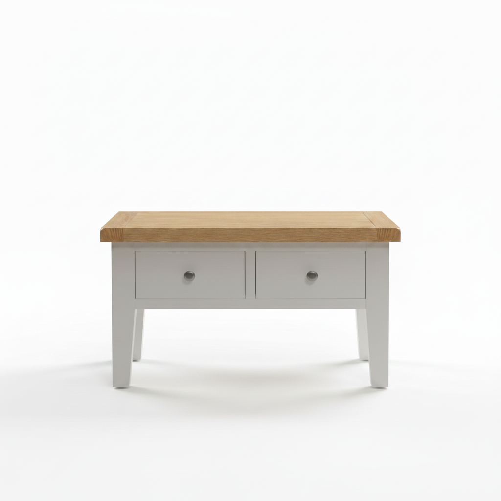 Windsor 2 Drawer Coffee Table - Ivory/Oak