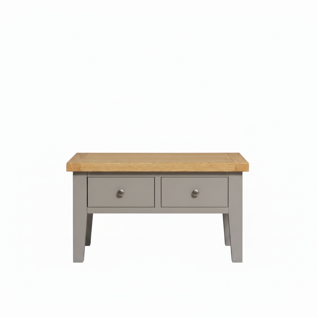 Windsor 2 Drawer Coffee Table - Pebble Grey/Oak