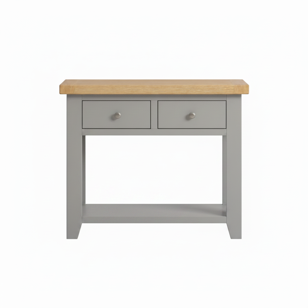 Windsor 2 Drawer Console Table - Pebble Grey/Oak