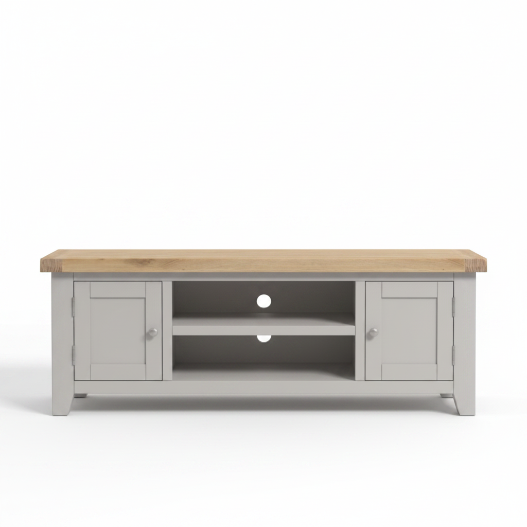 Windsor Straight TV Unit - Pebble Grey/Oak