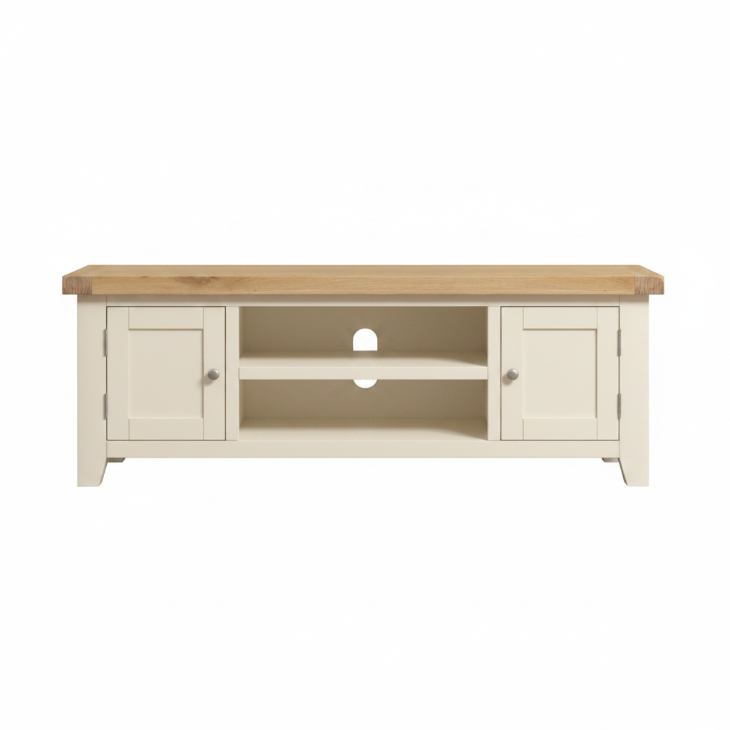 Windsor Straight TV Unit - Ivory/Oak