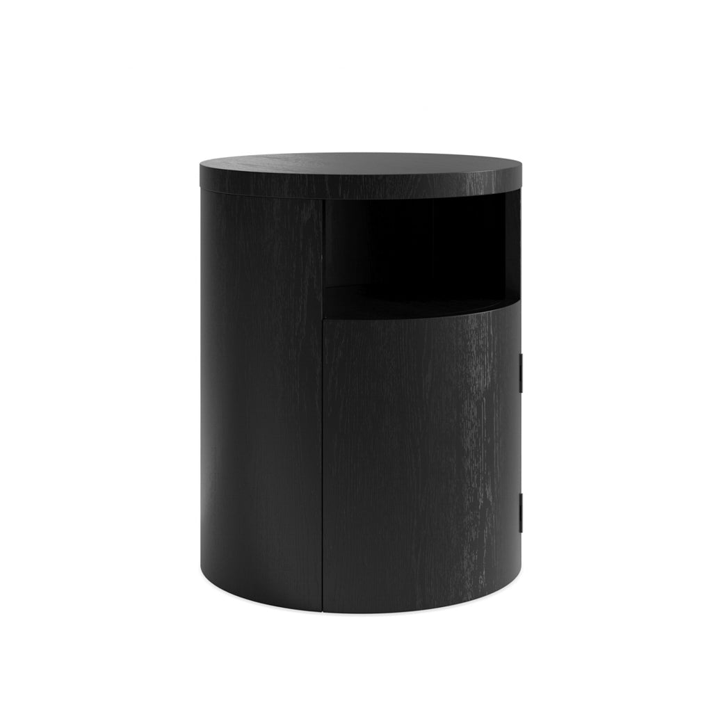 Black Cylindrical Bedside Cabinet
