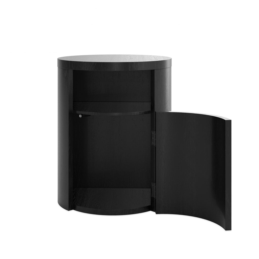 Black Cylindrical Bedside Cabinet