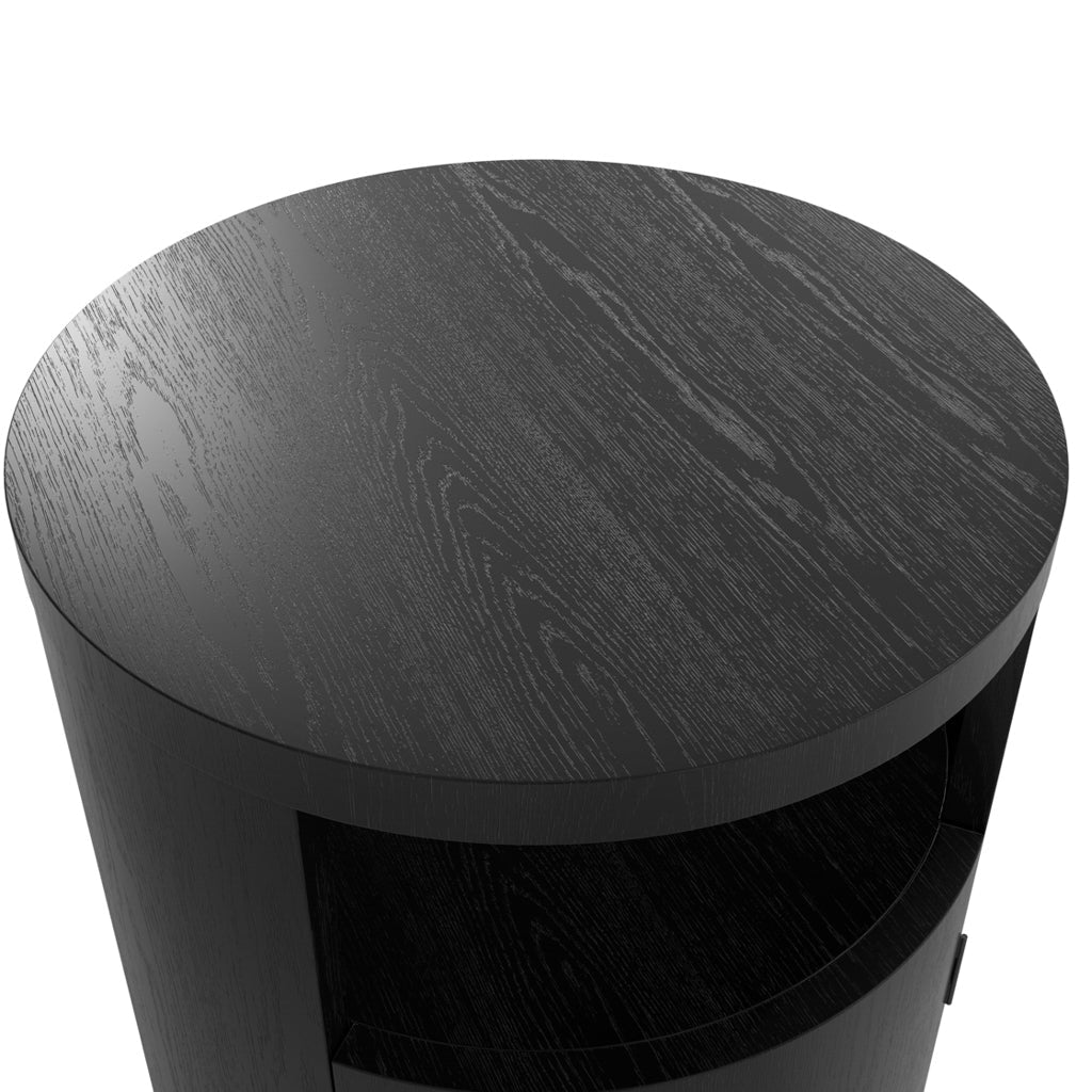 Black Cylindrical Bedside Cabinet