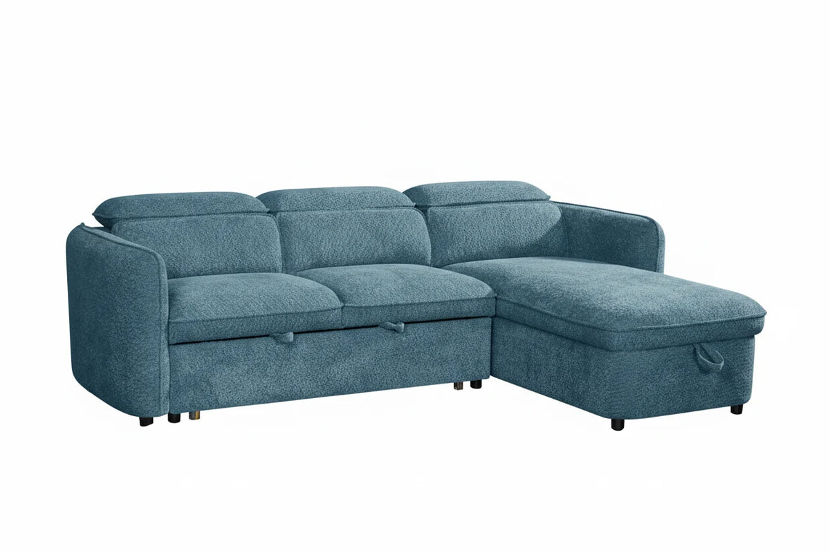 Capri Universal Corner Sofabed With Storage in blue