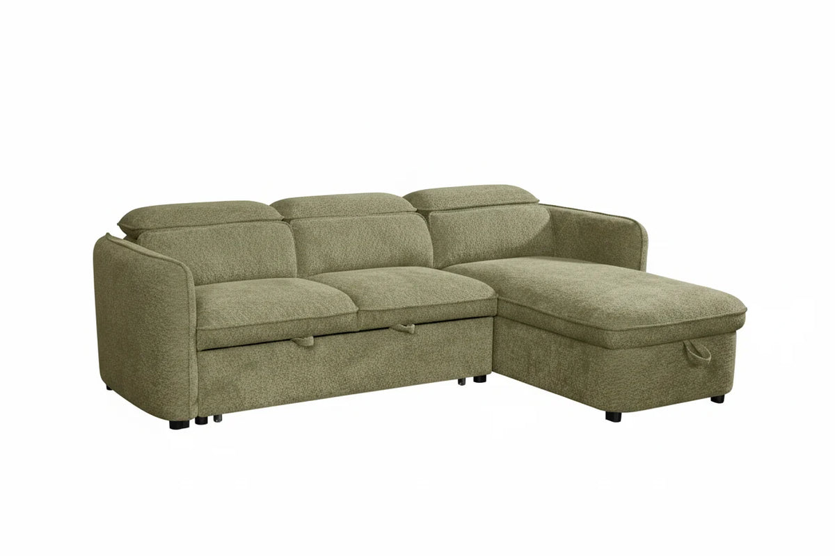 Capri Universal Corner Sofabed With Storage in Green