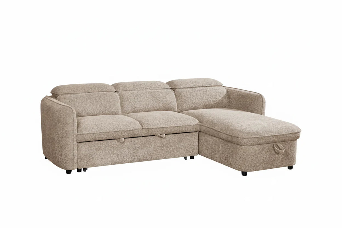 Capri Universal Corner Sofabed With Storage in Beige