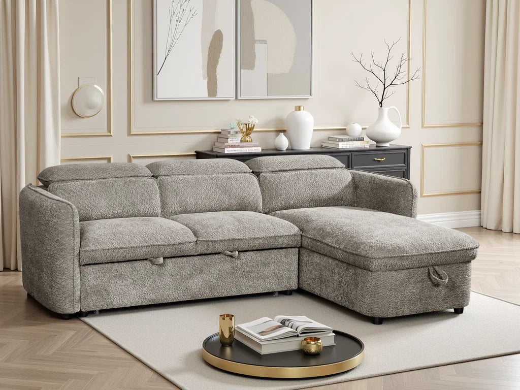Capri Universal Corner Sofabed With Storage in Grey
