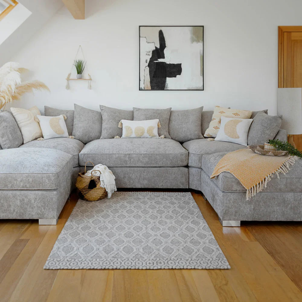 Bishop Scatterback or Fullback U Shape Sofa in either Truffle or Platinum