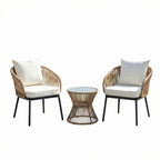 3 Piece Garden Patio Furniture Set in Brown & Cream By Harry Christian Home