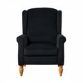 Black Velvet Armchair with Reclining Back Function and Oak Legs