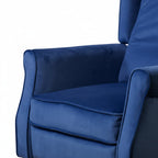 Royal Blue Velvet Armchair with Reclining Back Function and Oak Legs