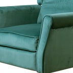 Forest Green Velvet Armchair with Reclining Back Function and Black Legs