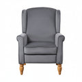 Grey Velvet Armchair with Reclining Back Function and Oak Legs