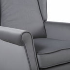 Grey Velvet Armchair with Reclining Back Function and Oak Legs