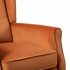 Burnt Orange Velvet Armchair with Reclining Back Function and Black Legs